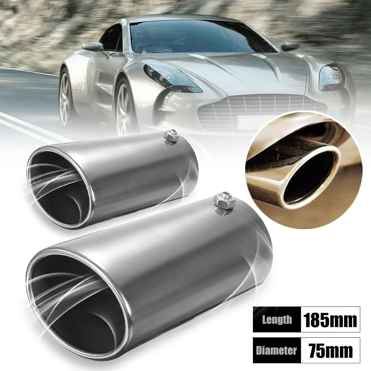 2 pcs Universal Car Chrome 70mm 2.75 Inch Straight Tail Exhaust Pipe Rear Muffler Tip End Trim Oval Car Rear Tail Throat Liner
2 pcs Universal Car Chrome 70mm 2.75 Inch Straight Tail Exhaust Pipe Rear Muffler Tip End Trim Oval Car Rear Tail Throat Liner