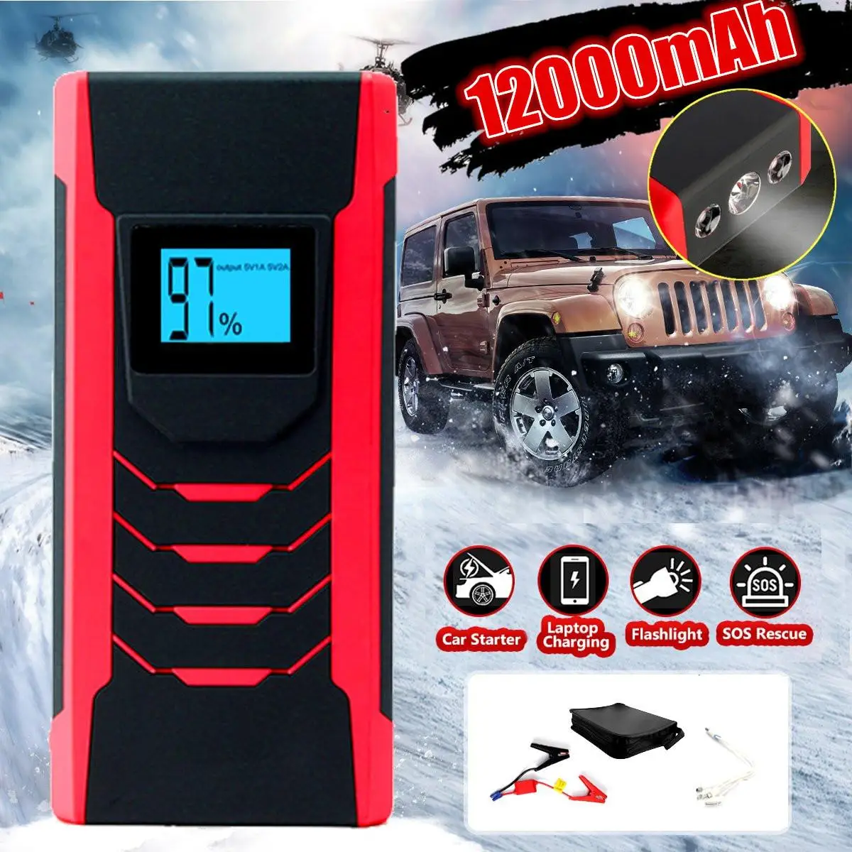 Multifunction Jump Starter 12V 2USB 800A LED Light Portable Car Battery Booster Charger Booster Real Power Bank Starting Device
Multifunction Jump Starter 12V 2USB 800A LED Light Portable Car Battery Booster Charger Booster Real Power Bank Starting Device