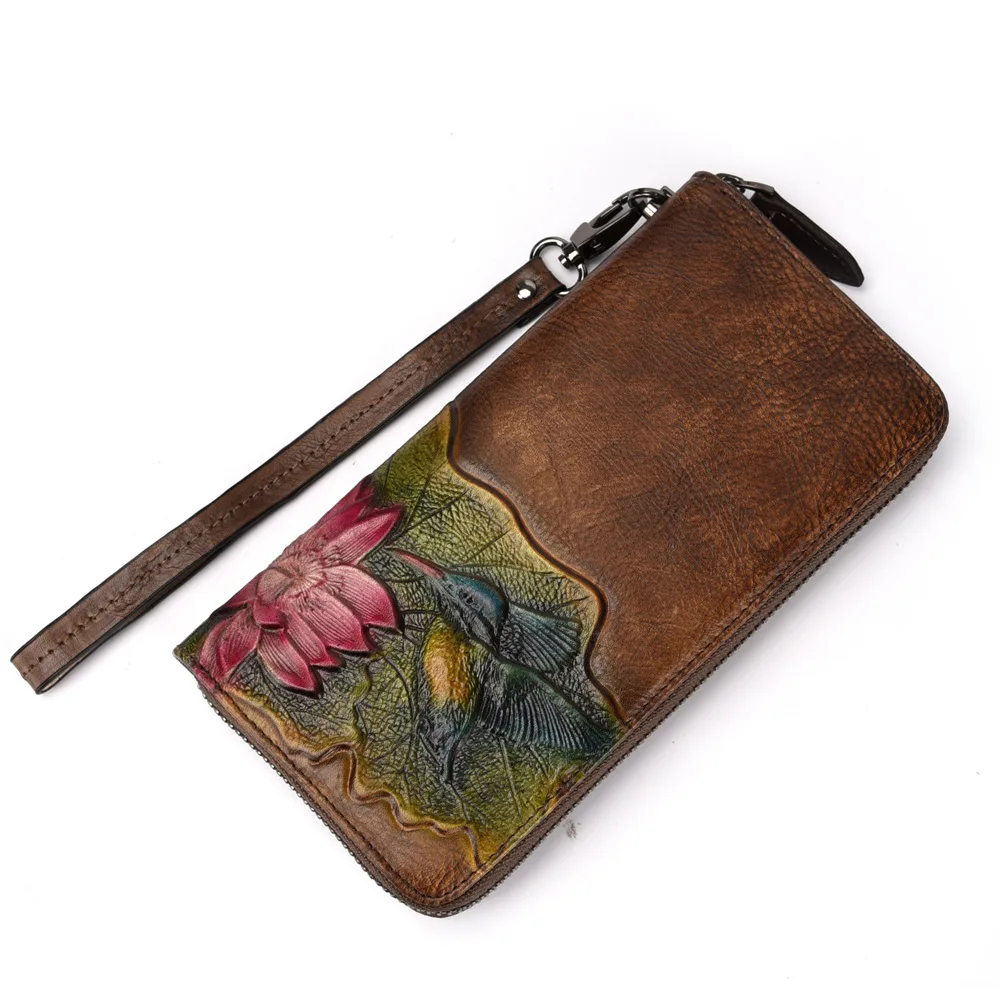 Genuine Leather Purse Money Handy Zipper Bag Cards Holder Luxury Bird Flower Vintage Female Clutch Wrist Bags Women Long Wallet
Genuine Leather Purse Money Handy Zipper Bag Cards Holder Luxury Bird Flower Vintage Female Clutch Wrist Bags Women Long Wallet