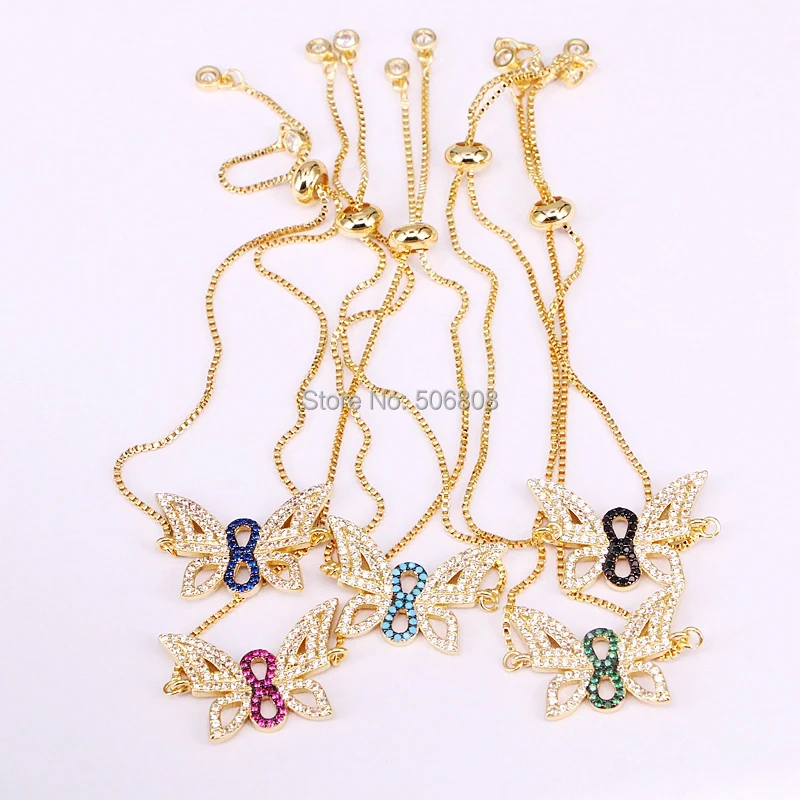 6PCS ZYZ-B6929 Micro Paved CZ Crystal Butterfly Bead Slider Adjustable Chain Bracelet Gold Color Insect Charm Bracelet for Women
6PCS ZYZ-B6929 Micro Paved CZ Crystal Butterfly Bead Slider Adjustable Chain Bracelet Gold Color Insect Charm Bracelet for Women