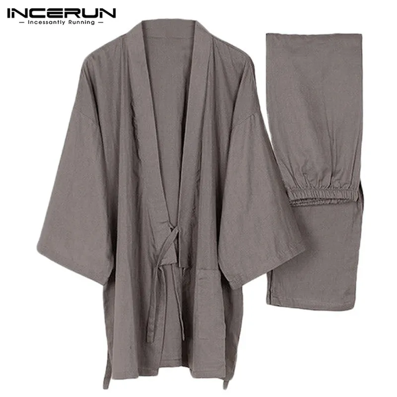 Men Kimono Homewear Japanese Style Solid Color Cotton Tops And Pants Sets Men Pajamas Loose Casual Men Nightwear Suits Plus Size
Men Kimono Homewear Japanese Style Solid Color Cotton Tops And Pants Sets Men Pajamas Loose Casual Men Nightwear Suits Plus Size