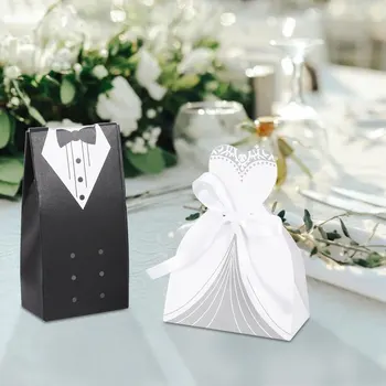 100Pcs Bridal Gift Cases Groom Tuxedo Dress Gown Ribbon Wedding Favors Candy Box Sugar Case Wedding Decoration
100Pcs Bridal Gift Cases Groom Tuxedo Dress Gown Ribbon Wedding Favors Candy Box Sugar Case Wedding Decoration
