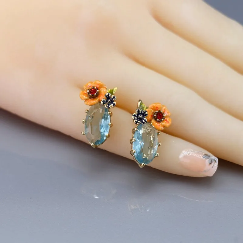 Enamel Glaze Garden Series Day Lily Blue Zirconium Shi Lv Leaf Fresh All-match Ear Nail Woman
Enamel Glaze Garden Series Day Lily Blue Zirconium Shi Lv Leaf Fresh All-match Ear Nail Woman
