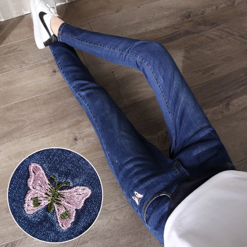 2018 Newest Maternity Belly Jeans Elastic Waist Skinny Denim Pants Pregnancy Clothes Butterfly Embroidery Pregnant Women Trouser
2018 Newest Maternity Belly Jeans Elastic Waist Skinny Denim Pants Pregnancy Clothes Butterfly Embroidery Pregnant Women Trouser