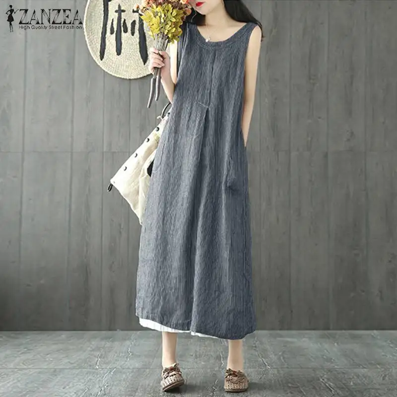 2019 Plus Size ZANZEA Summer Casual Sleeveless Sundress Women Casual O Neck Striped Party Loose Vest Tank Dress Long Vestidos
2019 Plus Size ZANZEA Summer Casual Sleeveless Sundress Women Casual O Neck Striped Party Loose Vest Tank Dress Long Vestidos