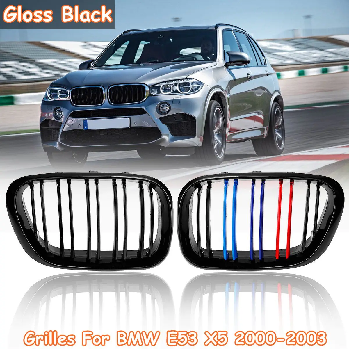 Pair Matte Gloss Black Chrome Front Kidney Grille Grills Double Slat For BMW E53 X5 2000 2001 2002 2003 Car Styling
Pair Matte Gloss Black Chrome Front Kidney Grille Grills Double Slat For BMW E53 X5 2000 2001 2002 2003 Car Styling