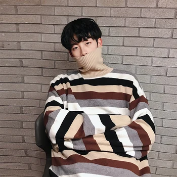 High Collar Sweater Men Warm Fashion Striped Casual Loose Knit Pullover Man Autumn Winter New Streetwear Male Clothes M-XL
High Collar Sweater Men Warm Fashion Striped Casual Loose Knit Pullover Man Autumn Winter New Streetwear Male Clothes M-XL