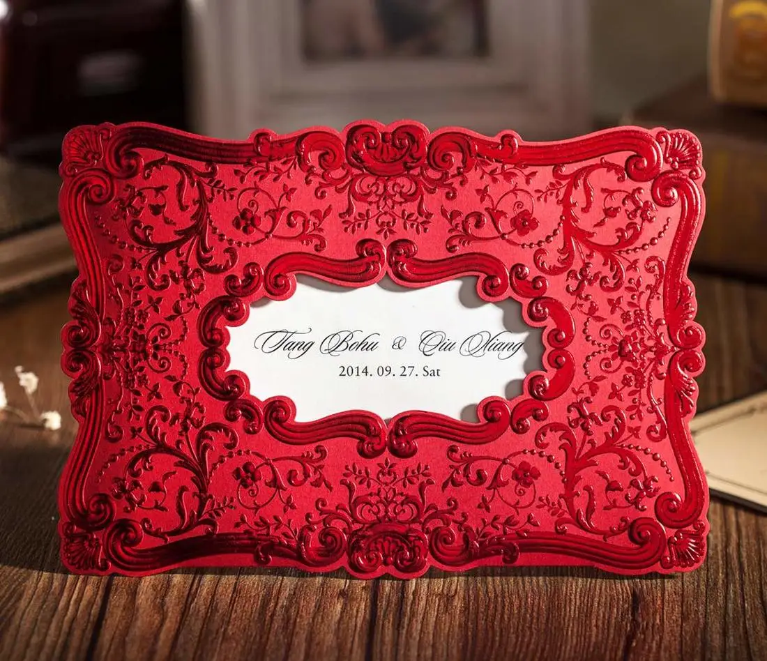 1Pcs Romantic Red Emboss Wedding Invitations Card with Envelopes, Customized Vintage Bridal Shower Birthday Gift Invitation Card
1Pcs Romantic Red Emboss Wedding Invitations Card with Envelopes, Customized Vintage Bridal Shower Birthday Gift Invitation Card