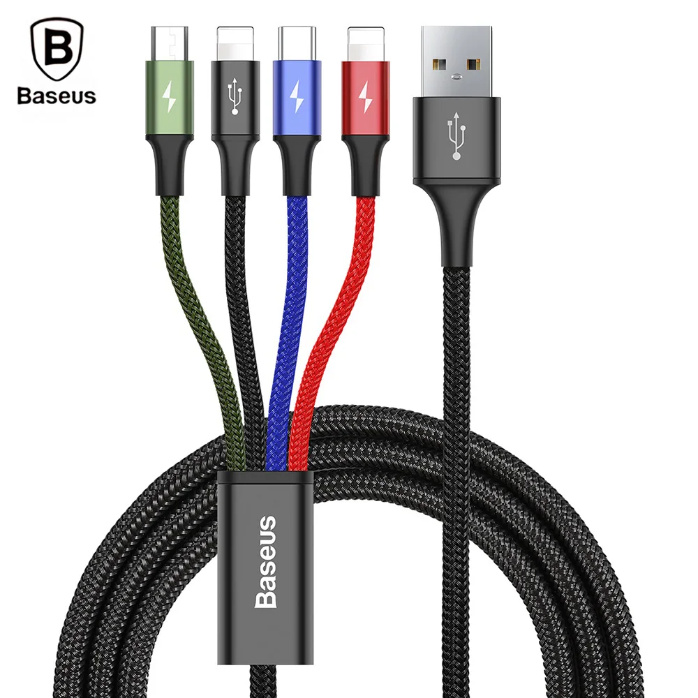 Baseus Fast 4-In-1 Charging Cable Type-C Micro USB Dual 8 Pin 1.2M Fast Charging for Device With 8 Pin Type-C Or Micro USB Ports
Baseus Fast 4-In-1 Charging Cable Type-C Micro USB Dual 8 Pin 1.2M Fast Charging for Device With 8 Pin Type-C Or Micro USB Ports