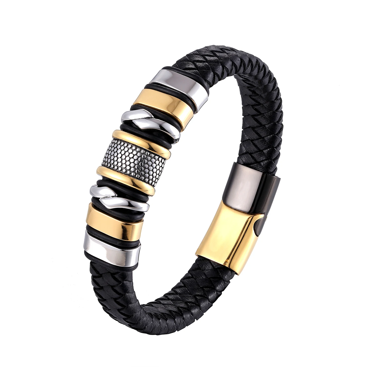 Braid Genuine Leather Bracelet Titanium Stainless Steel Bracelet Men Woven Bangle Gold Silver Black
Braid Genuine Leather Bracelet Titanium Stainless Steel Bracelet Men Woven Bangle Gold Silver Black