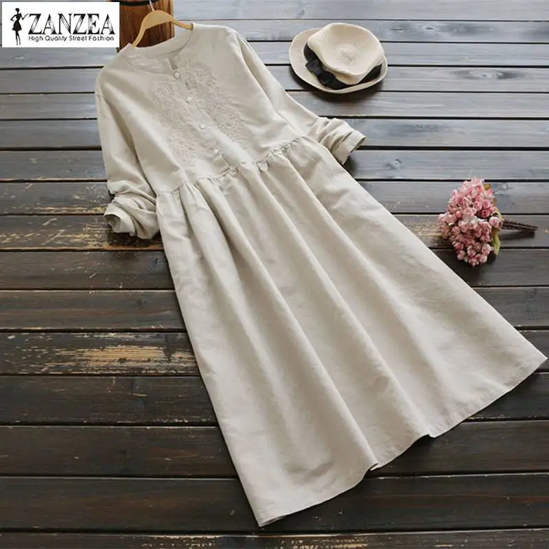 2019 ZANZEA Spring Elegant Solid Shirt Dress Women Button Down Midi Dresses Female Cotton Embroidery Vestido Plus Size Long Tops
2019 ZANZEA Spring Elegant Solid Shirt Dress Women Button Down Midi Dresses Female Cotton Embroidery Vestido Plus Size Long Tops