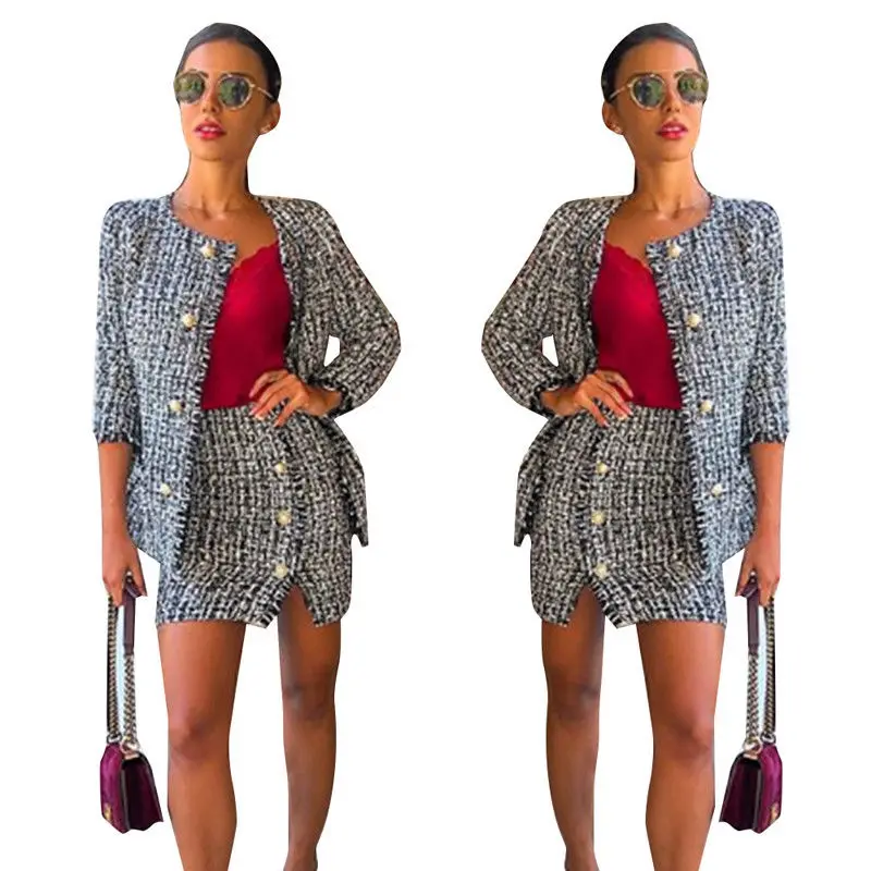 2018 New Brand Cotton Plaid Long Sleeve Pencil Skirt Women Tweed Jacket Blazer Skirt Suit Set Plaid Pockets Button Outwear
2018 New Brand Cotton Plaid Long Sleeve Pencil Skirt Women Tweed Jacket Blazer Skirt Suit Set Plaid Pockets Button Outwear
