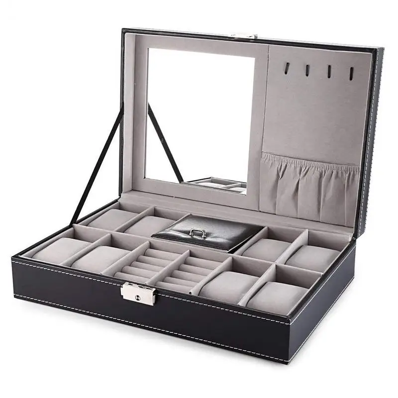 Jewelry Box 8 Slots Watch Organizer Storage Case With Lock And Mirror For Men Women Black US Warehouse Directly Shipping
Jewelry Box 8 Slots Watch Organizer Storage Case With Lock And Mirror For Men Women Black US Warehouse Directly Shipping