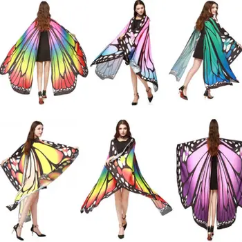 

Wholesale New 7 Colors Women Scarf Pashmina Butterfly Wing Cape Peacock Shawl Wrap Gifts Cute Novelty Print Scarves Pashminas