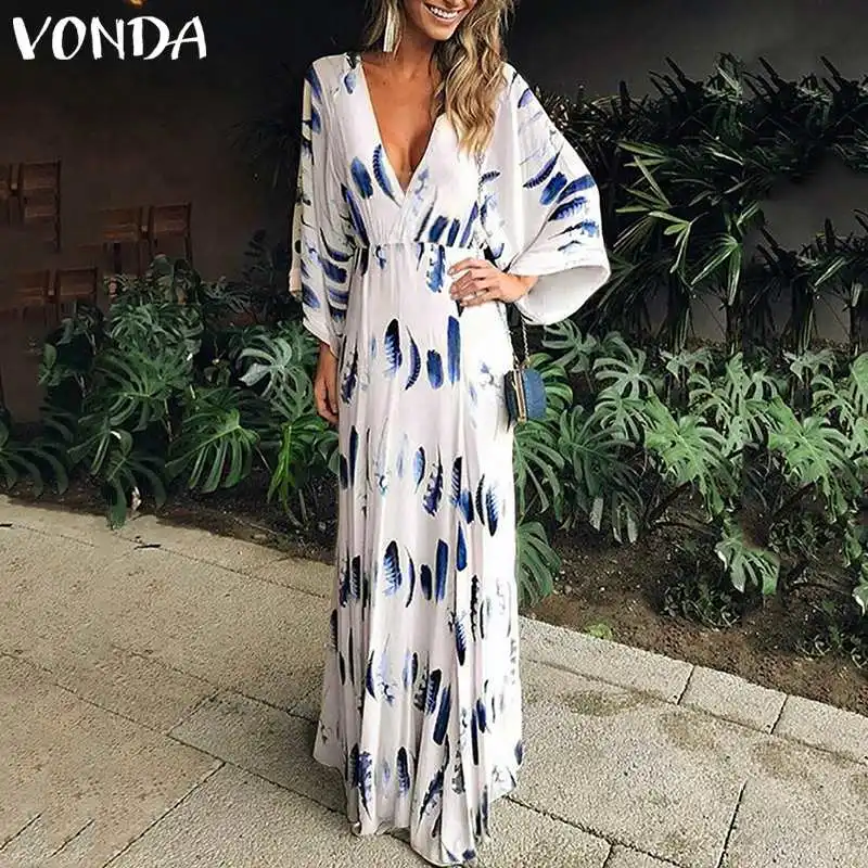 VONDA Women Floral Print Dress 2019 Bohemian Women Vintage V Neck Flare Sleeve Vestido Holiday Sexy Party Long Dress Plus Size
VONDA Women Floral Print Dress 2019 Bohemian Women Vintage V Neck Flare Sleeve Vestido Holiday Sexy Party Long Dress Plus Size