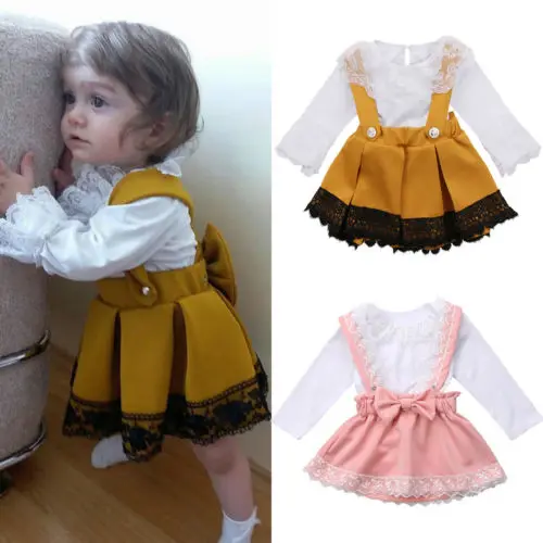 2018 Newborn Kid Baby Girl Lace Collar Long Sleeve Romper Bodysuit Tops Bowknot Lace Edge Princess Party Strap Skirt Outfit Set
2018 Newborn Kid Baby Girl Lace Collar Long Sleeve Romper Bodysuit Tops Bowknot Lace Edge Princess Party Strap Skirt Outfit Set