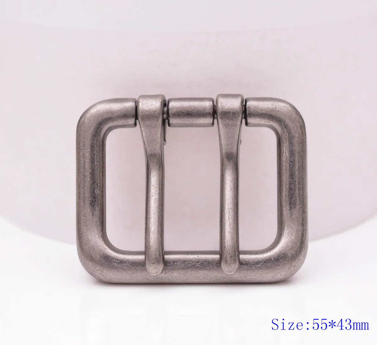 

55*43MM Me Silver Double Tongue Pin Prong DIY Metal Belt Buckle Fits 40MM Straps