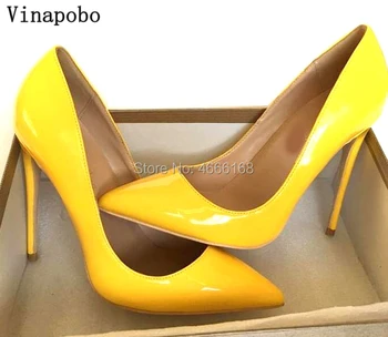 Vinapobo yellow Patent Leather High Heels Shoes Women Pumps Pointed-Toe Stiletto Heels Shoes Woman Wedding Party Shoes Size 43
Vinapobo yellow Patent Leather High Heels Shoes Women Pumps Pointed-Toe Stiletto Heels Shoes Woman Wedding Party Shoes Size 43