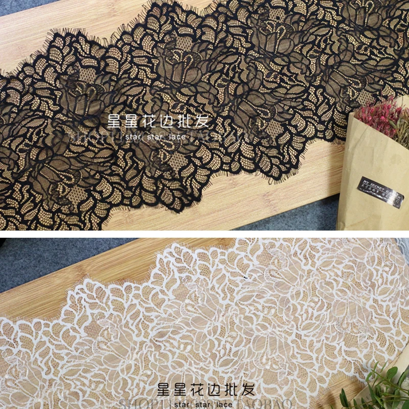 6yards 30cm black flower Eyelash lace trim fabric gauze garment dress skirt hem decorative wide lace fabric DIY accessories
6yards 30cm black flower Eyelash lace trim fabric gauze garment dress skirt hem decorative wide lace fabric DIY accessories