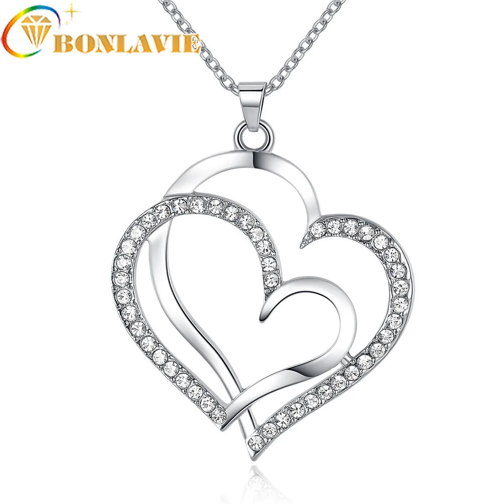 Full Drill Double-Heart Zircon Necklace Concise Silver Golden Women Girl Necklace Pendant Gift Beautiful Ornaments New
Full Drill Double-Heart Zircon Necklace Concise Silver Golden Women Girl Necklace Pendant Gift Beautiful Ornaments New