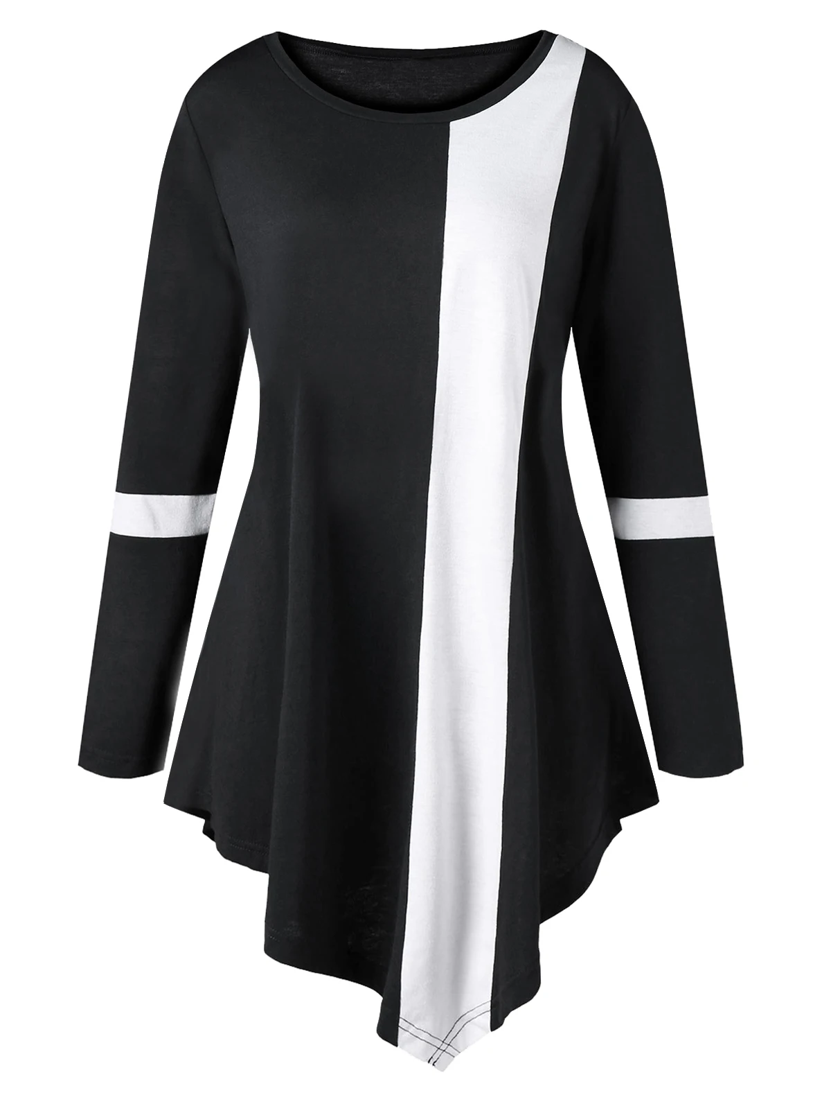 Lortalen Plus Size 5XL Color Asymmetric Tunic T-Shirt Two Tone Casual Women Round Neck Long Sleeve Patchwork Tee Tops Female
Lortalen Plus Size 5XL Color Asymmetric Tunic T-Shirt Two Tone Casual Women Round Neck Long Sleeve Patchwork Tee Tops Female