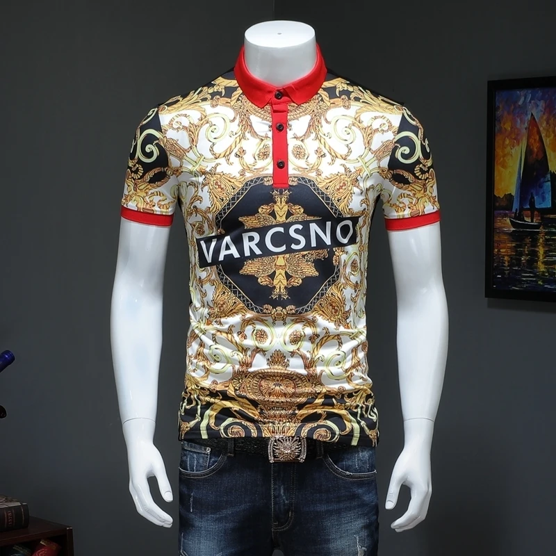 Para Hombrepolo Homme Для мужчин s одеть Camisa поло Мода Дизайн печати отложным воротником