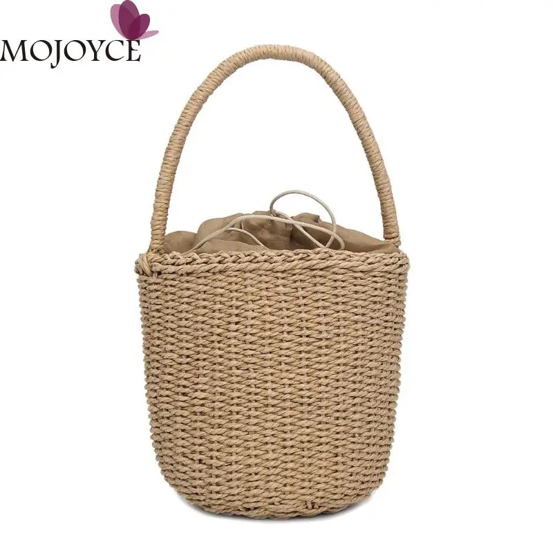 Ladies Fashion Simple Girls Summer Beach Straw Weaving Shoulder Bucket Handbags Women Totes Solid Casual Knitting Top-handle Bag
Ladies Fashion Simple Girls Summer Beach Straw Weaving Shoulder Bucket Handbags Women Totes Solid Casual Knitting Top-handle Bag