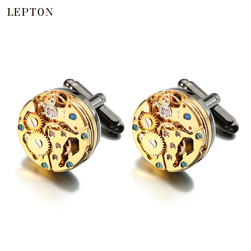 Lepton Watch Movement Cufflinks for immovable Gold Color Steampunk Gear Watch Mechanism Cuff links for Mens Relojes gemelos
Lepton Watch Movement Cufflinks for immovable Gold Color Steampunk Gear Watch Mechanism Cuff links for Mens Relojes gemelos