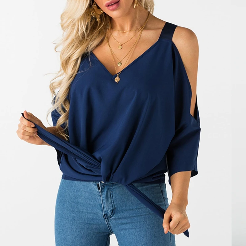 Women Lace-up Design Cold Shoulder Blouse Shirts Casual Loose Knot 3/4 Bat Sleeve Sexy Deep V-Neck Solid Pullover Tops Shirts XL
Women Lace-up Design Cold Shoulder Blouse Shirts Casual Loose Knot 3/4 Bat Sleeve Sexy Deep V-Neck Solid Pullover Tops Shirts XL
