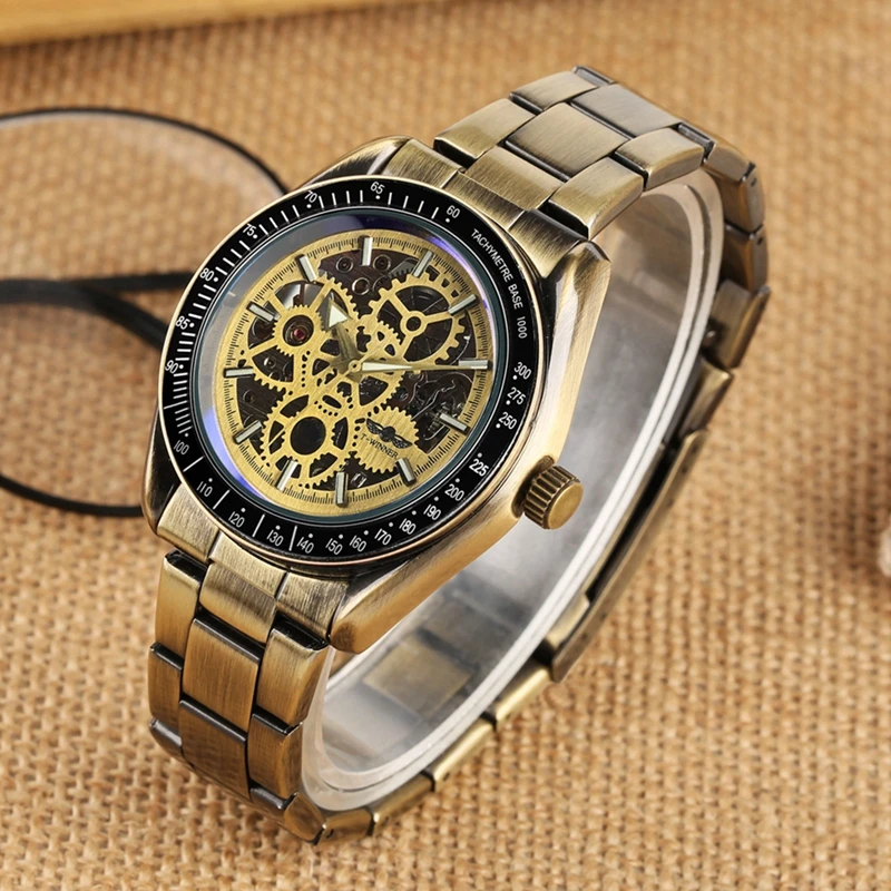 WINNER Retro Bronze Automatic Watch Gear Skeleton Men Watch Male Clock Steampunk Mechanical Men's Fullmetal Band Wristwatches
WINNER Retro Bronze Automatic Watch Gear Skeleton Men Watch Male Clock Steampunk Mechanical Men's Fullmetal Band Wristwatches