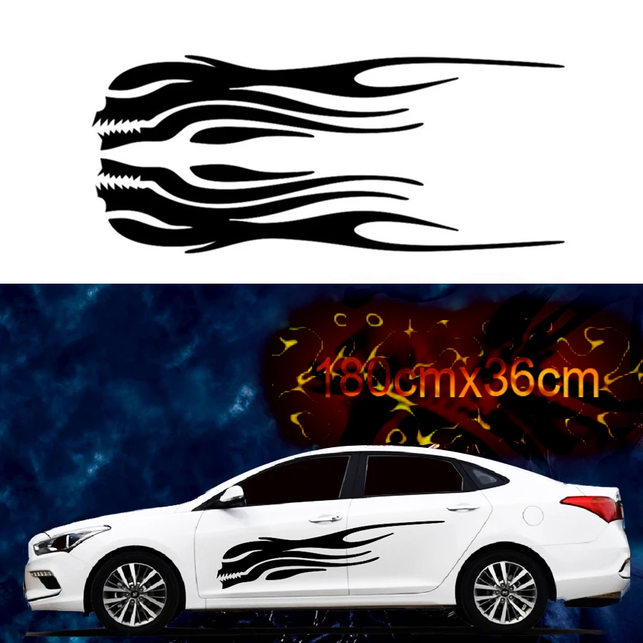 Left and Right Skeleton Flame Car Stickers Decals Side Skirt Vinyl For Racing Body | Автомобили и мотоциклы