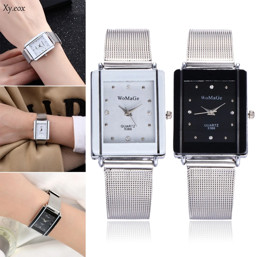 Fashion Women Men Rectangle Dial Stainless Steel Mesh Band Quartz Wrist Watch
Fashion Women Men Rectangle Dial Stainless Steel Mesh Band Quartz Wrist Watch