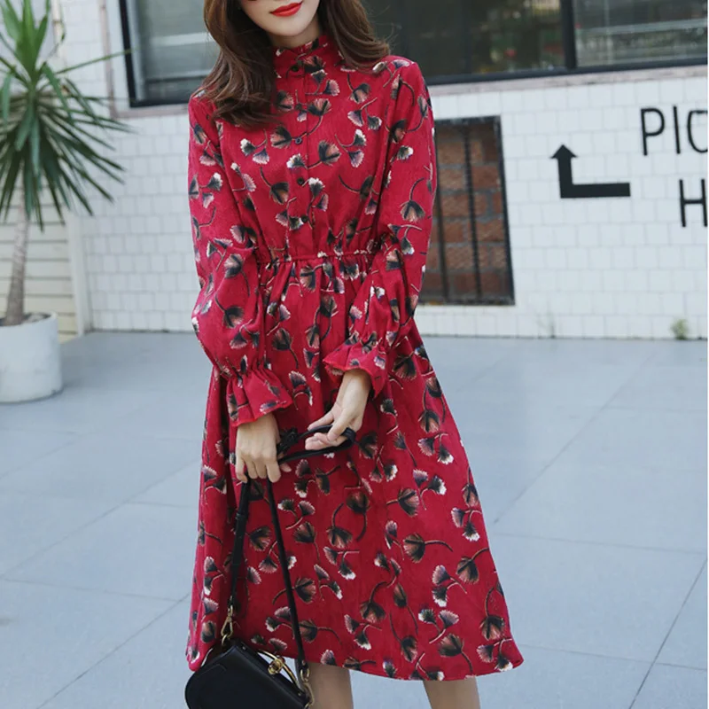 Fashion Women Corduroy Fall Winter Warm Vintage Floral Print De Lady Elegant Long Sleeve Dress Line Cord
Fashion Women Corduroy Fall Winter Warm Vintage Floral Print De Lady Elegant Long Sleeve Dress Line Cord
