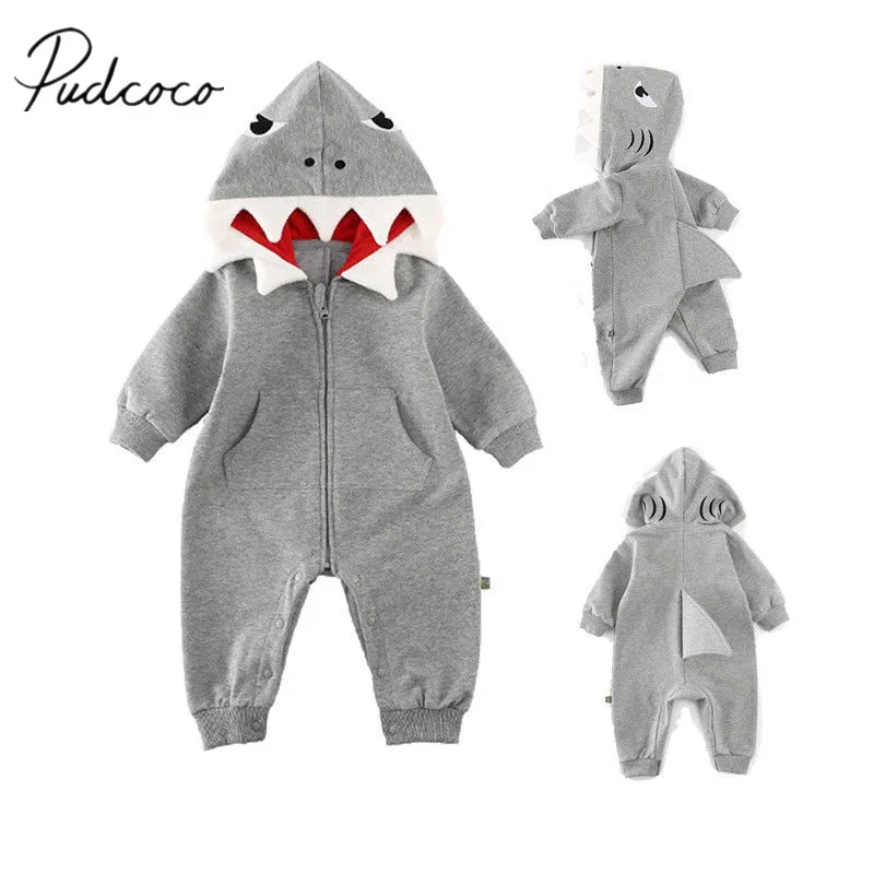 2018 Brand New Infant Baby Boys Girls Shark Romper Long Sleeve Hooded Zipper Grey Cotton Warm Fall Winter Jumpsuit Warm Playsuit
2018 Brand New Infant Baby Boys Girls Shark Romper Long Sleeve Hooded Zipper Grey Cotton Warm Fall Winter Jumpsuit Warm Playsuit