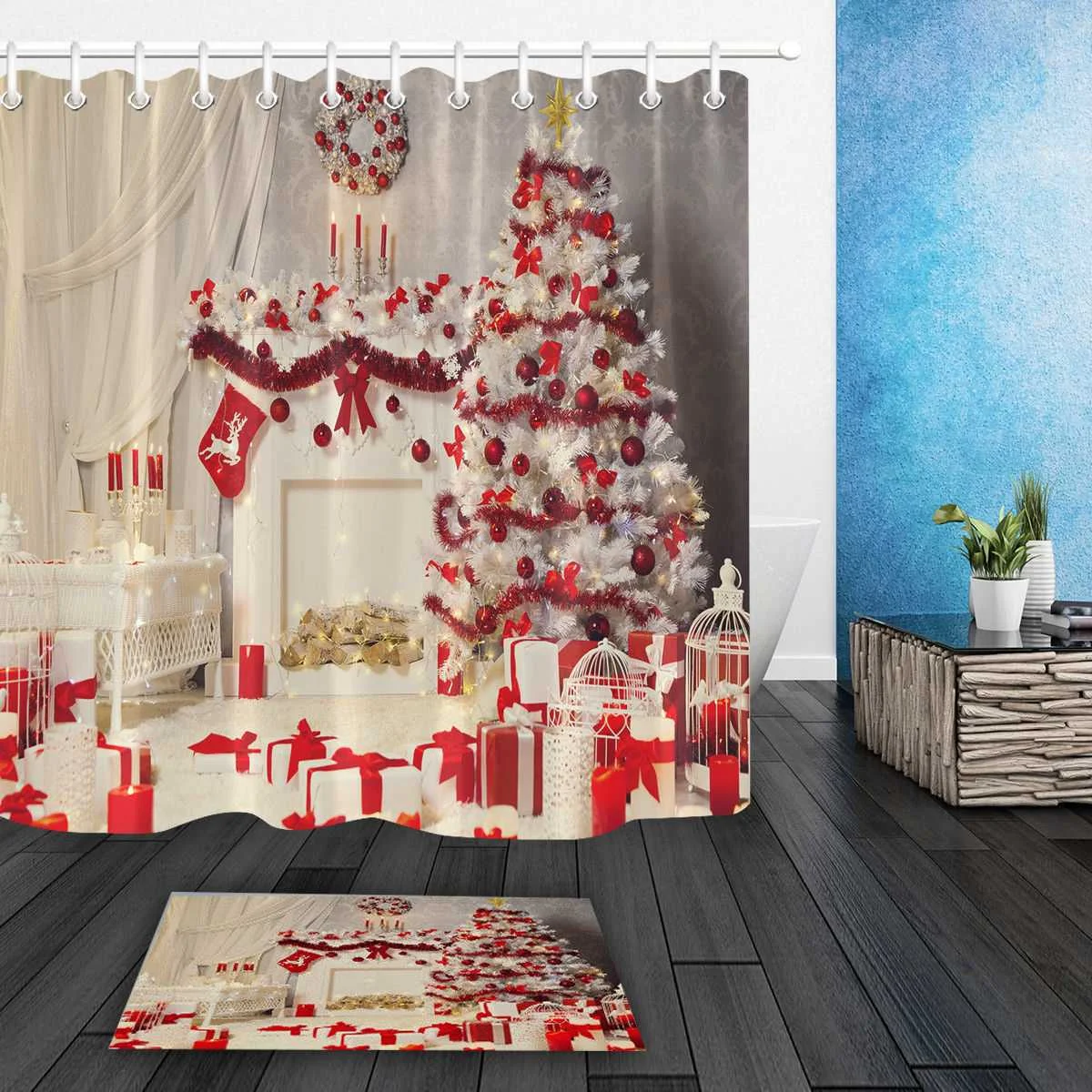 Christmas Tree Shower Curtains Anti Slip Waterproof Polyester Fabric Bath Curtain Bath Mat With 12 Hooks For Bathroom Curtains
Christmas Tree Shower Curtains Anti Slip Waterproof Polyester Fabric Bath Curtain Bath Mat With 12 Hooks For Bathroom Curtains