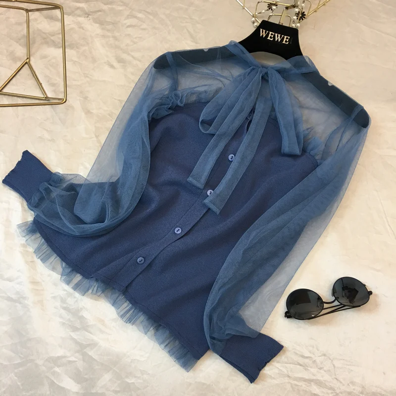 2018 Spring New Arrival Women Pure Color Mesh Knit Spliced Butterfly Collar Long Sleeve Slim Sweet All-match Sweaters Tops
2018 Spring New Arrival Women Pure Color Mesh Knit Spliced Butterfly Collar Long Sleeve Slim Sweet All-match Sweaters Tops