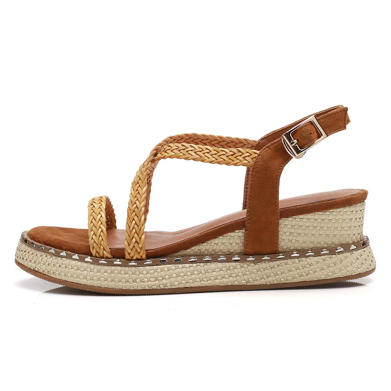 Open-toe Women Platform Sandals 3.5 CM Heel Wedges Summer Style Leather Buckle Shoes Woman Straw Shoe Box Packing LP037
Open-toe Women Platform Sandals 3.5 CM Heel Wedges Summer Style Leather Buckle Shoes Woman Straw Shoe Box Packing LP037