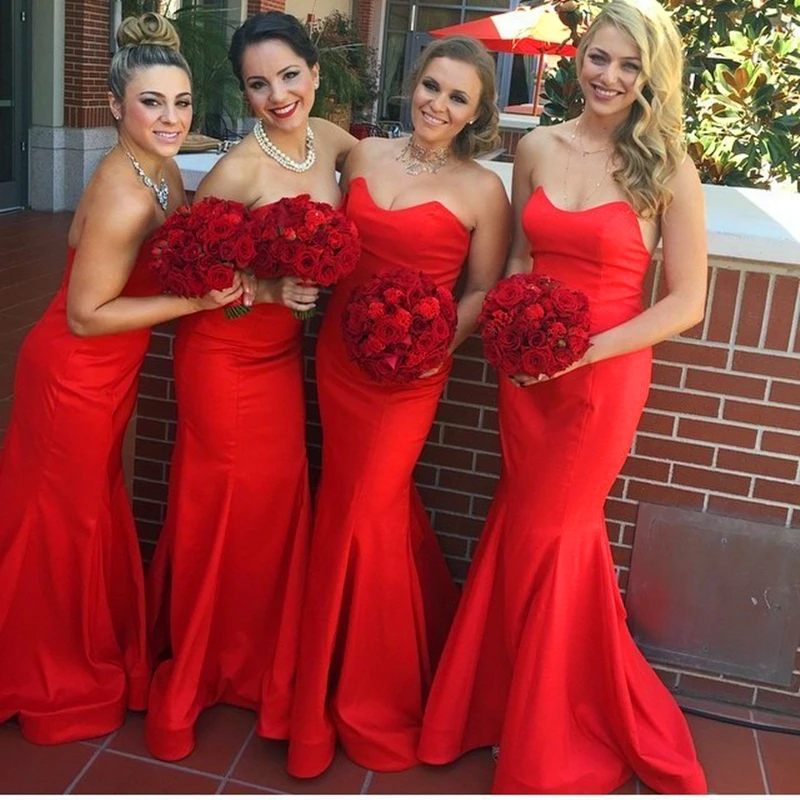 Sexy Red Mermaid Bridesmaid Dresses 2019 vestidos de fiesta de noche Custom Made Sweetheart Maid Of Honor Dress
Sexy Red Mermaid Bridesmaid Dresses 2019 vestidos de fiesta de noche Custom Made Sweetheart Maid Of Honor Dress
