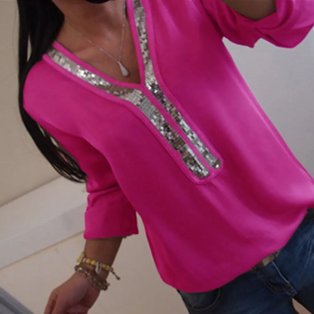 V Neck Sequins Blouses Woman 2019 Plus Size 5XL Spring Summer Solid White Chiffon Womens Tops And Blouse Ladies Shirts Blusas
V Neck Sequins Blouses Woman 2019 Plus Size 5XL Spring Summer Solid White Chiffon Womens Tops And Blouse Ladies Shirts Blusas
