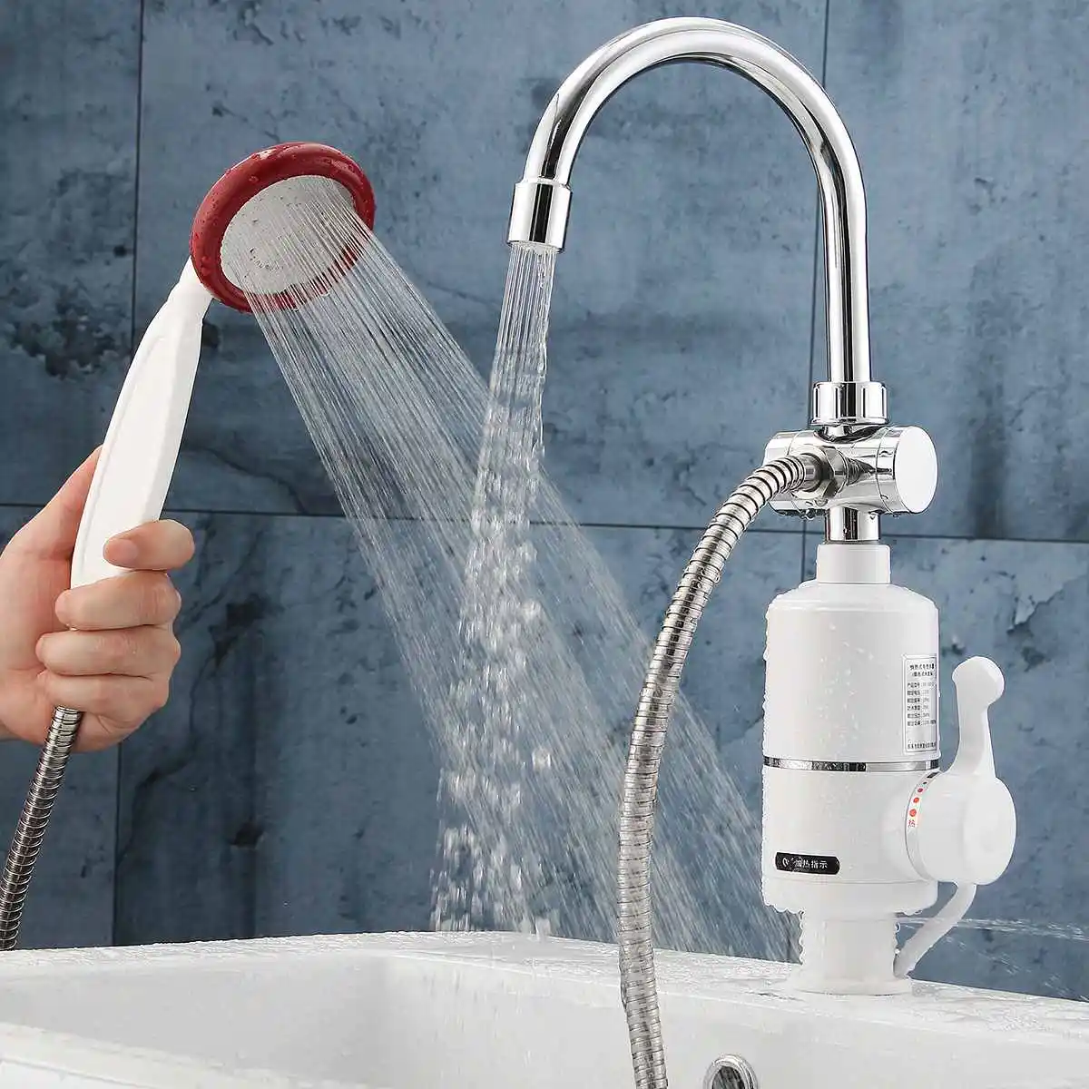 220V Electric Water Instant Heater Faucet Tap Set Bathroom Kitchen Water Taps Bath Shower Faucet Shower Head Water Heating
220V Electric Water Instant Heater Faucet Tap Set Bathroom Kitchen Water Taps Bath Shower Faucet Shower Head Water Heating