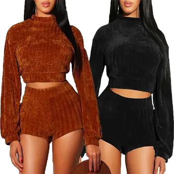 Womens 2pcs Set Crop Tops + Shorts Hot Pants Clubwear Bodycon Jumper Velvet Spring Autumn Clothes
Womens 2pcs Set Crop Tops + Shorts Hot Pants Clubwear Bodycon Jumper Velvet Spring Autumn Clothes
