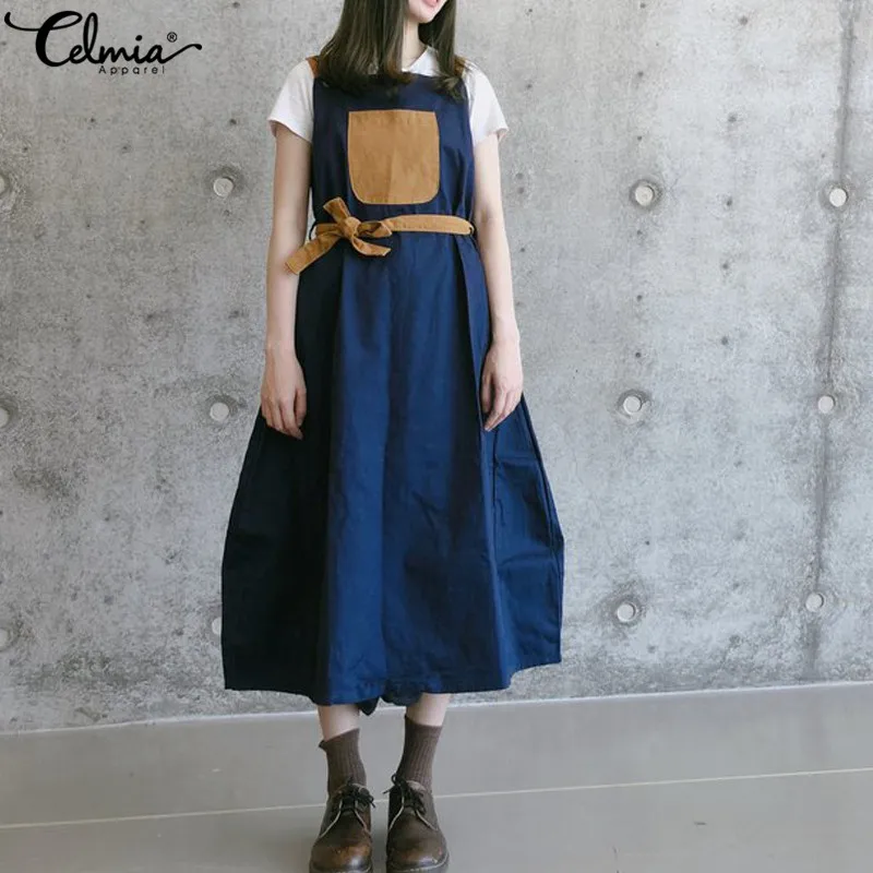 Celmia Women Vintage Dress Casual Loose Pockets Patchwork Overall Dresses 2019 Summer Strap Belted Plus Size Midi Pinafore Dress
Celmia Women Vintage Dress Casual Loose Pockets Patchwork Overall Dresses 2019 Summer Strap Belted Plus Size Midi Pinafore Dress