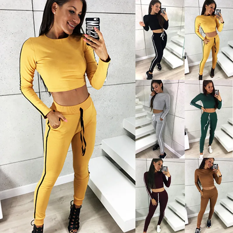 Loneyshow Short Dew Navel Sport Suit Women Tracksuits Top Long Sleeve Solid Running Set Sweat Pants 2pcs Sportswear
Loneyshow Short Dew Navel Sport Suit Women Tracksuits Top Long Sleeve Solid Running Set Sweat Pants 2pcs Sportswear