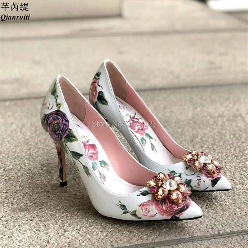 Qianruiti Wedding Crystal Pumps Women Floral-Printed Leather High Heels Diamonds Stilettos Bridal Heels Women Party Shoes
Qianruiti Wedding Crystal Pumps Women Floral-Printed Leather High Heels Diamonds Stilettos Bridal Heels Women Party Shoes