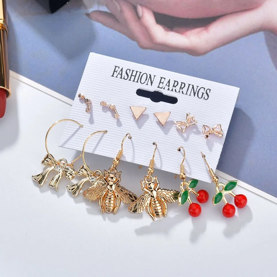 New Women Bowknot Cherry Earrings Trendy Handmade Long Earrings For Women High Quality Earring Jewelry 6 Pairs
New Women Bowknot Cherry Earrings Trendy Handmade Long Earrings For Women High Quality Earring Jewelry 6 Pairs