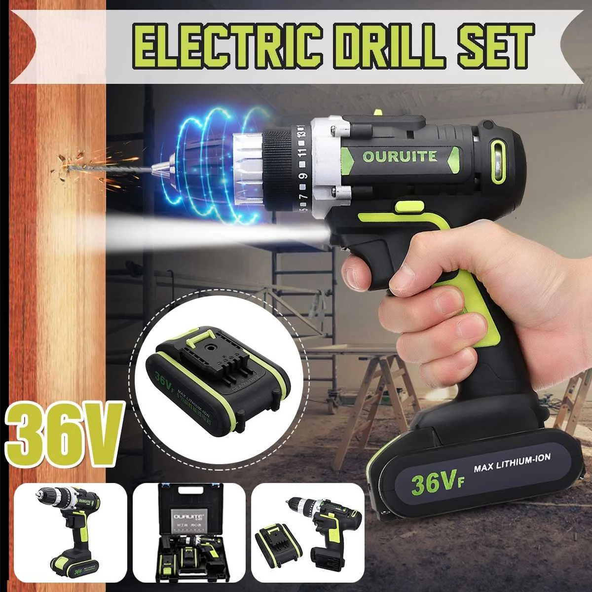 36V Max Double Speed Household Power Tool Electric Screwdriver with LED Light Lithium Battery Cordless Drill for Woodworking
36V Max Double Speed Household Power Tool Electric Screwdriver with LED Light Lithium Battery Cordless Drill for Woodworking