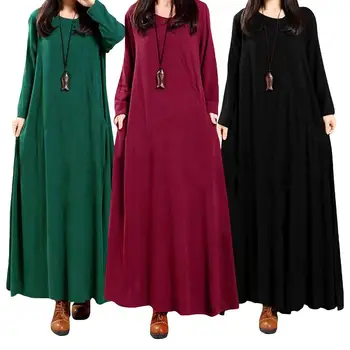 Vintage Muslim Women Casual Loose Dress Solid Color Long Sleeve Ethnic Style Long Maxi Dresses Arab Islamic Clothing Ramadan New
Vintage Muslim Women Casual Loose Dress Solid Color Long Sleeve Ethnic Style Long Maxi Dresses Arab Islamic Clothing Ramadan New