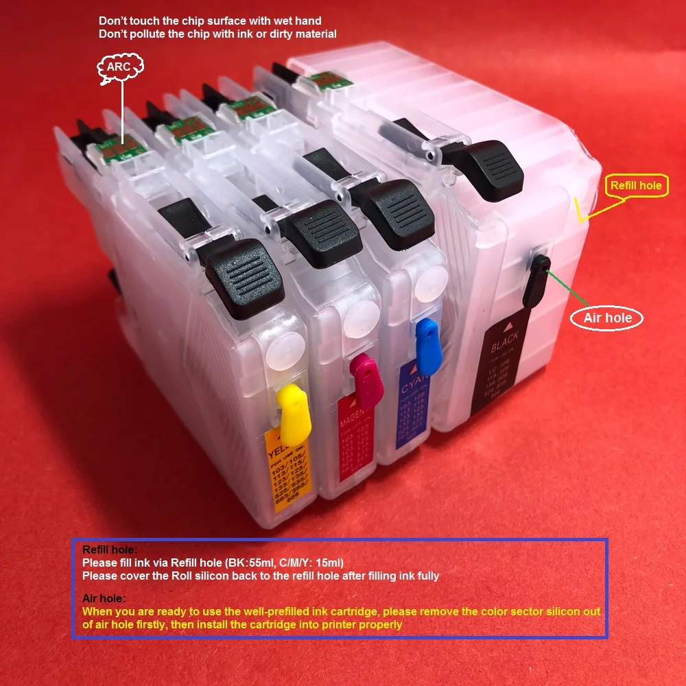YOTAT Refillable ink cartridge LC569 LC565 for Brother MFC-J2310 MFC-J2510 MFC-J3520 MFC-J3720 printer
YOTAT Refillable ink cartridge LC569 LC565 for Brother MFC-J2310 MFC-J2510 MFC-J3520 MFC-J3720 printer