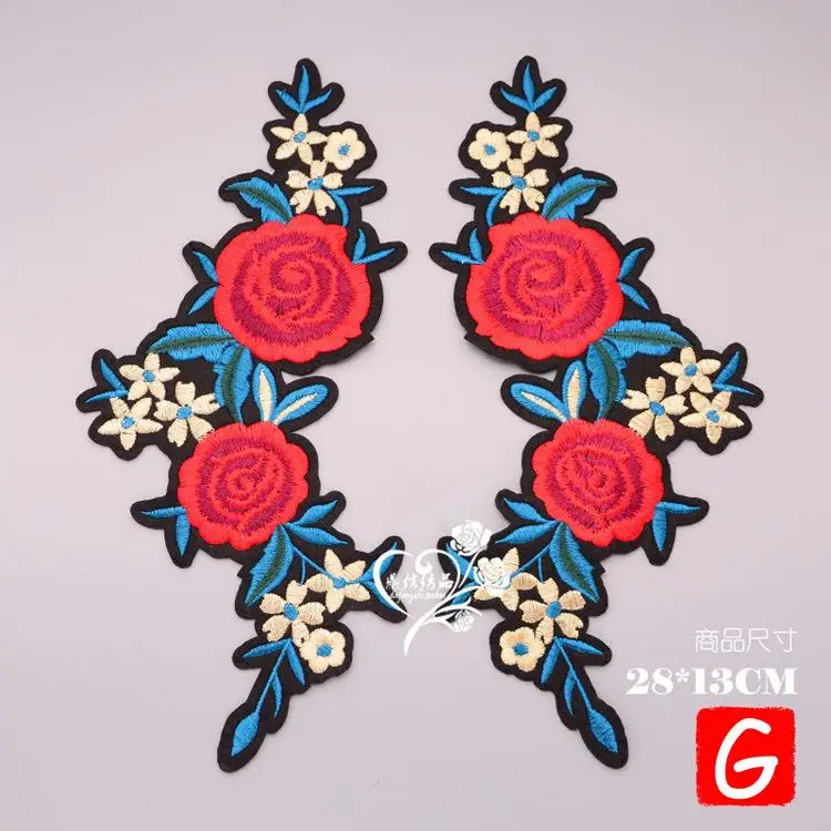 

GUGUTREE embroidery big flower patches rose patches badges applique patches for clothing DX-122