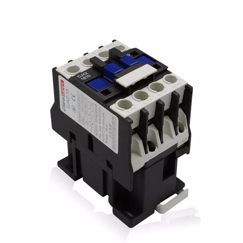 

CJX2-1810 LC1 AC Contactor 18A 3 Phase 3-Pole NO Coil Voltage 380V 220V 110V 36V 24V 50/60Hz Din Rail Mounted 3P+1NO Normal Open